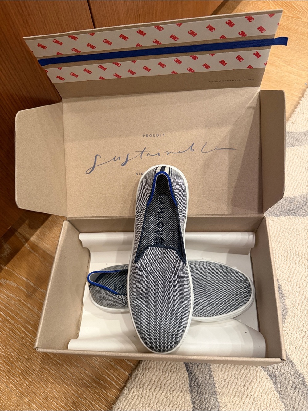 Rothy's Slip-On Flats in Navy and Gray